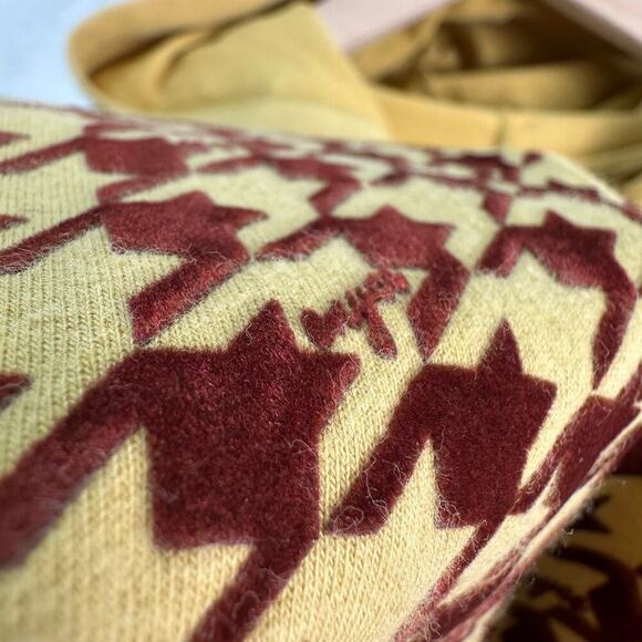 ENYCE Houndstooth Full Zip Jacket Hooded Embroidered Logo Mustard/Burgundy Sz SM - Picture 12 of 16